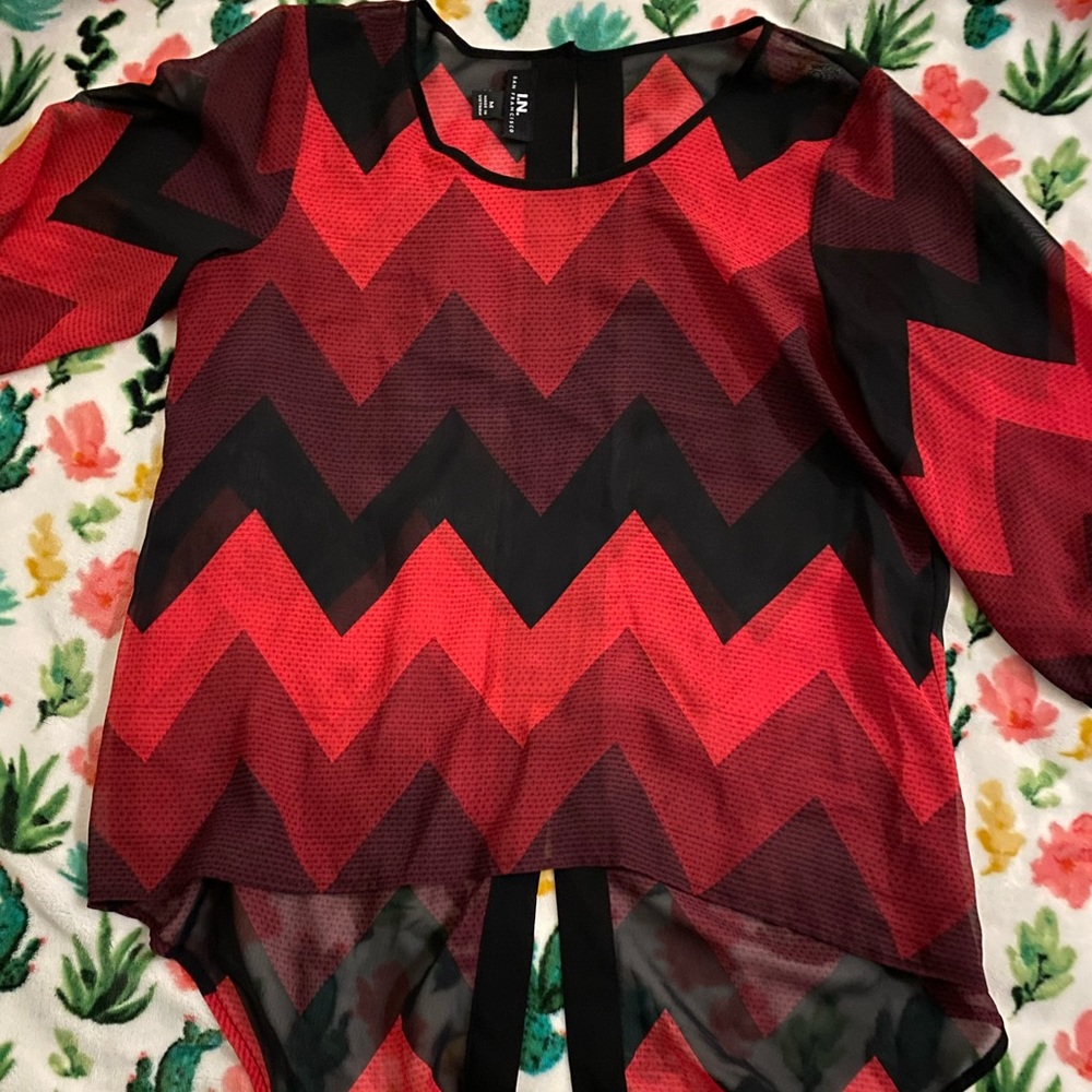 red and black blouse